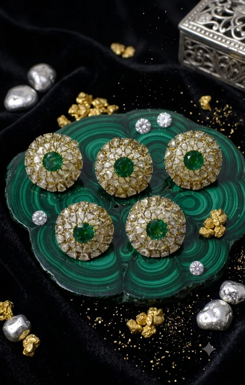Nizam's Emerald Rosette Buttons